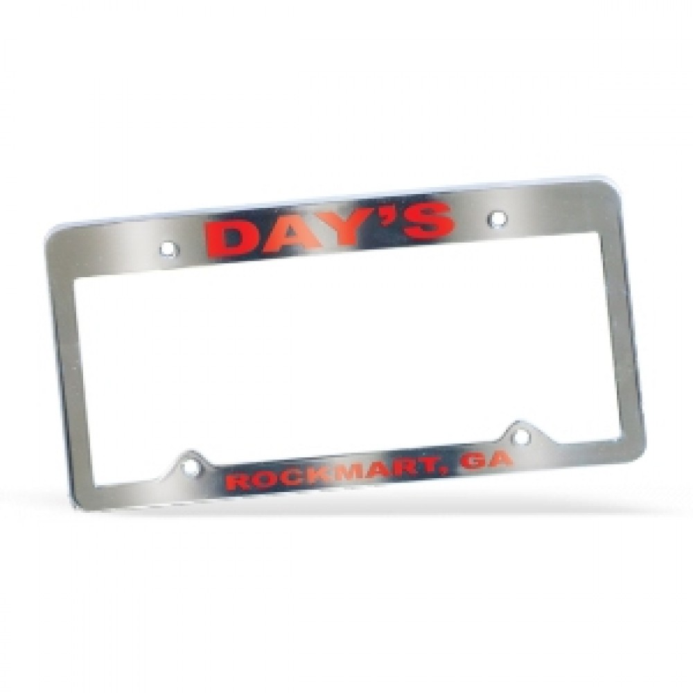 Customized License Frame | 6 3/8" x 12 3/8" | Large Top Panel | 4 Holes | Chrome Faced