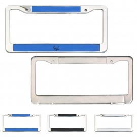 Sleek Stainless Steel Slotted License Plate Frame with Logo