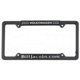 Logo Branded Premium Black Plastic Signature Dome Duraframes License Plate Frame w/White Vinyl Material