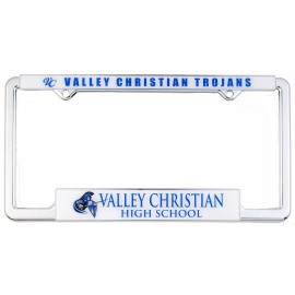 Chrome Plated Plastic Signature Dome Chrome Plate Frame w/White Reflective Material with Logo