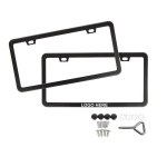 License Plate Frame Black Matte ABS with Screw Caps with Logo