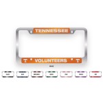 Brushed Zinc and Colored License Plate Frame (Large Top & Bottom Engraving) Logo Imprinted