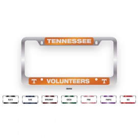 Promotional Brushed Zinc and Colored License Plate Frame (Large Top & Bottom Engraving)  Promotional Brushed Zinc and Colored License Plate Frame (Large Top & Bottom Engraving)