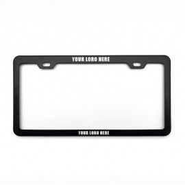 Slim Black Metal License Plate Holder with Logo