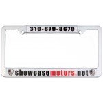 Chrome Plated Metal Signature Dome License Plate Frame w/Metal Chrome Material with Logo