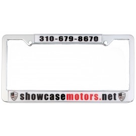 Chrome Plated Metal Signature Dome License Plate Frame w/Metal Chrome Material with Logo