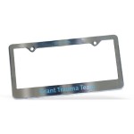 Custom Imprinted Chrome Faced Auto License Frame w/ 2 Holes & Large Bottom Panel