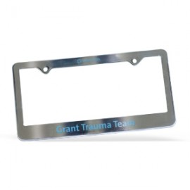 Personalized License Frame | 6 3/8" x 12 3/8" | Large Bottom Panel | 2 Holes | Chrome Faced