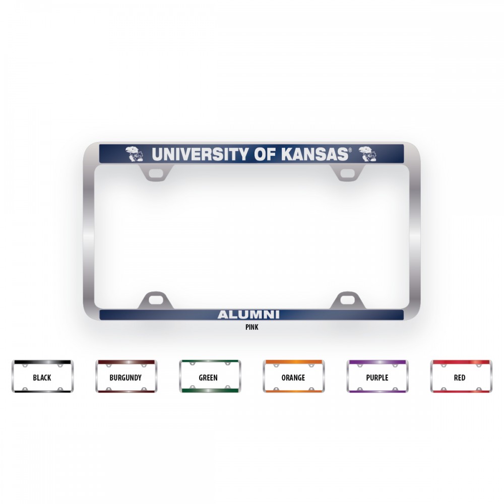 Personalized Brushed Zinc & Colored License Plate Frame (Narrow Bottom Engraving)