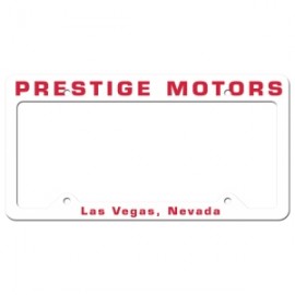 Personalized License Frame | 6 3/8" x 12 3/8" | Large Top Panel | 4 Holes | White