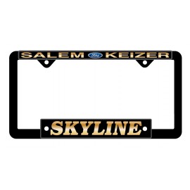 Customized Premium Black Plastic Signature Dome Duraframe w/Chrome Material  Customized Premium Black Plastic Signature Dome Duraframe w/Chrome Material