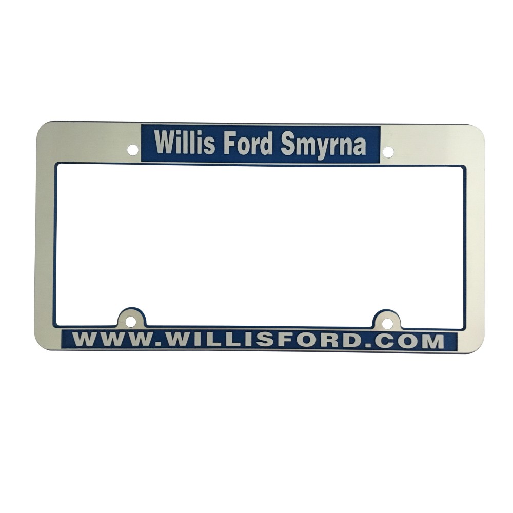license plate Premium Brushed Chrome faced frames Logo Imprinted license plate Premium Brushed Chrome faced frames Logo Imprinted