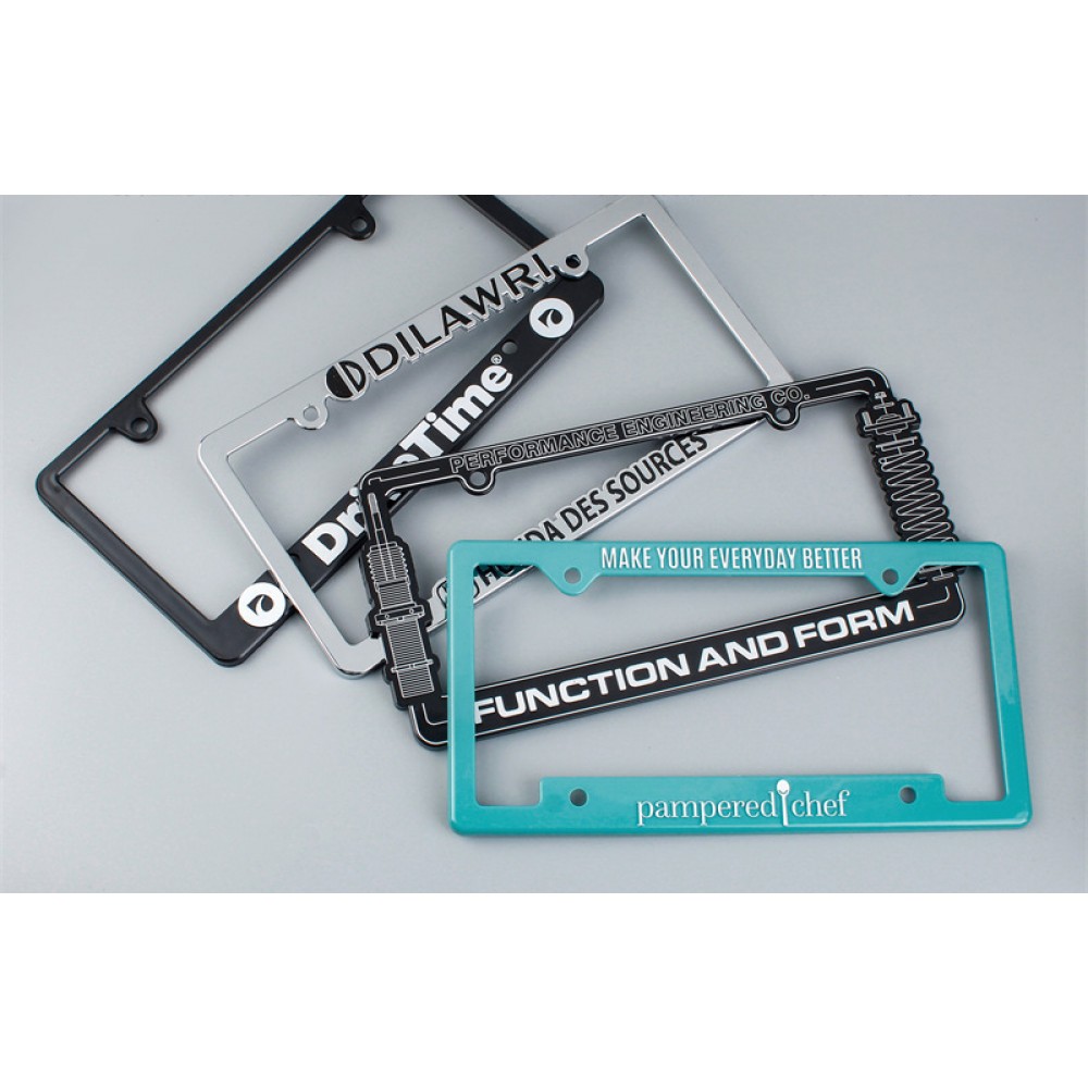 Raised Letter Plastic License Plate Frame with Logo