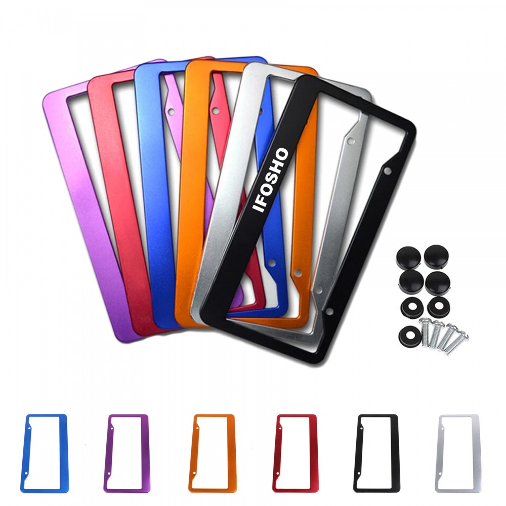 Universal Aluminum Alloy License Plate Frame for Front or Rear Vehicle Tag with Logo Universal Aluminum Alloy License Plate Frame for Front or Rear Vehicle Tag with Logo
