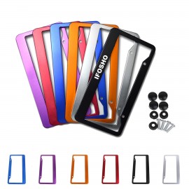 Universal Aluminum Alloy License Plate Frame for Front or Rear Vehicle Tag with Logo