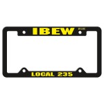 Personalized License Frame | 6 3/8" x 12 3/8" | Notched Top Panel | 4 Holes | Black
