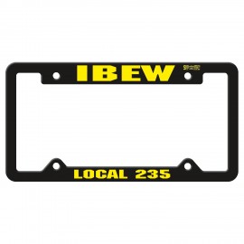 Personalized License Frame | 6 3/8" x 12 3/8" | Notched Top Panel | 4 Holes | Black