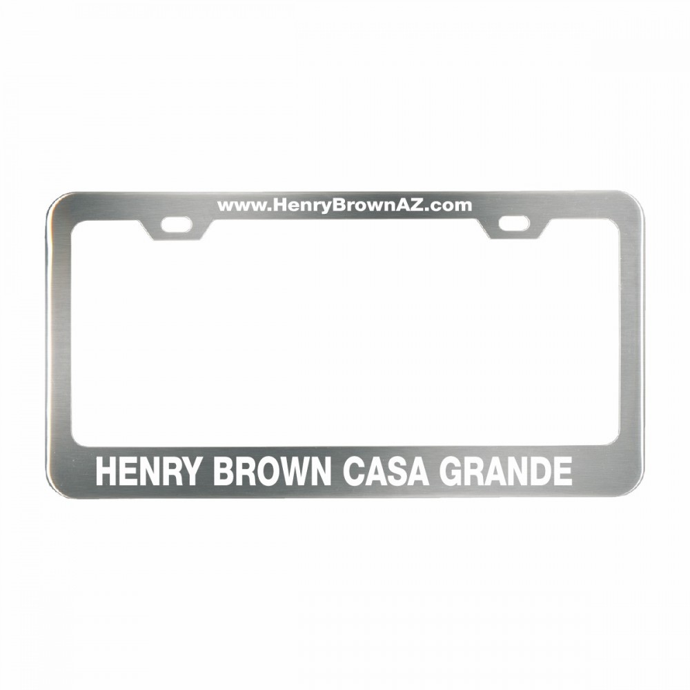 Brushed Stainless Steel License Plate Frame (Wide Bottom) with Logo Brushed Stainless Steel License Plate Frame (Wide Bottom) with Logo