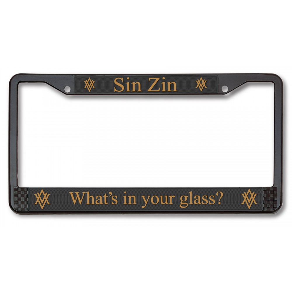 Black Powder Coated Die Cast License Plate Frame Custom Printed Black Powder Coated Die Cast License Plate Frame Custom Printed