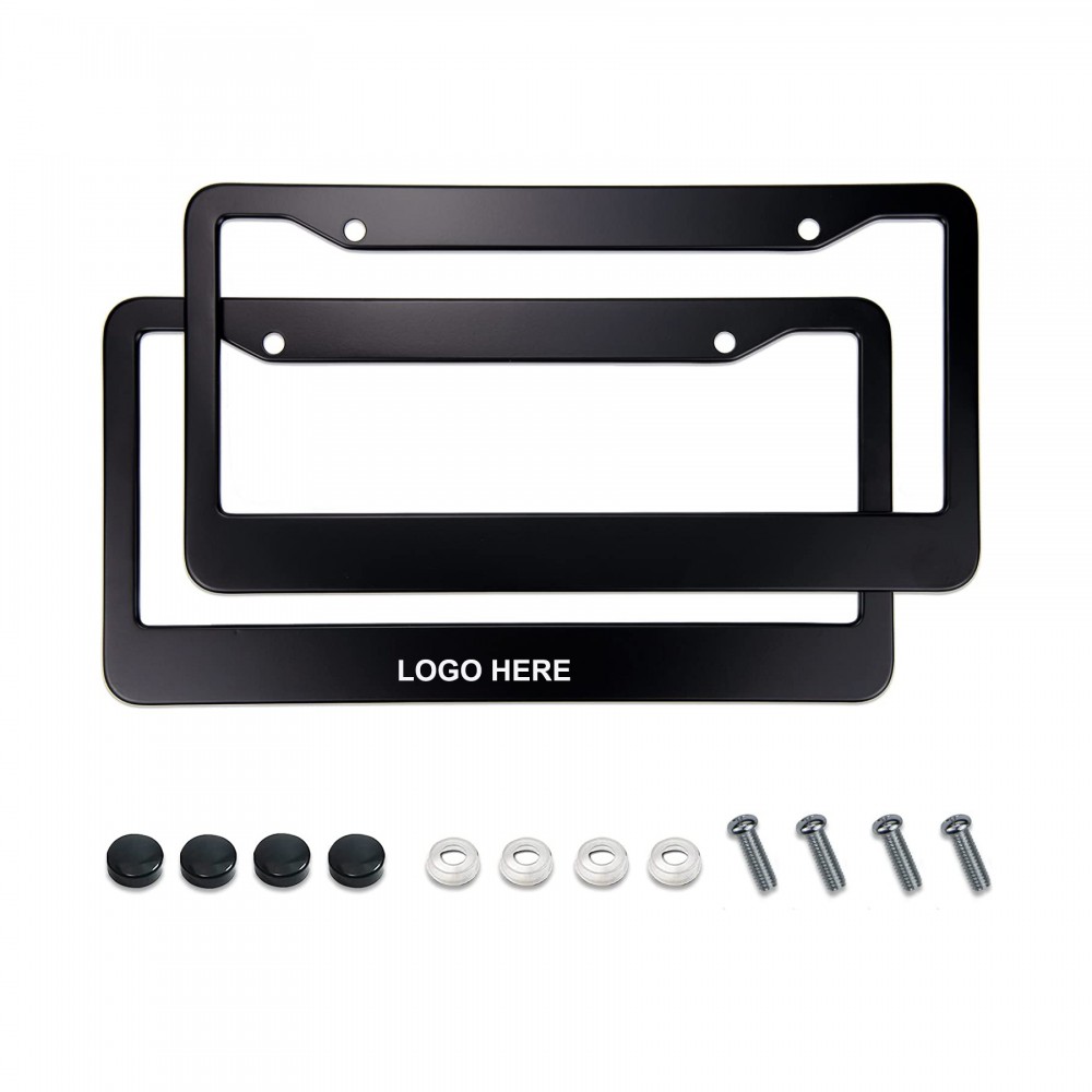 License Plate Frame Black Matte ABS with Screw Caps with Logo License Plate Frame Black Matte ABS with Screw Caps with Logo