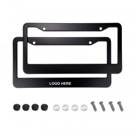 License Plate Frame Black Matte ABS with Screw Caps with Logo