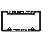 Custom Imprinted White Auto License Frame w/ 4 Holes & Large Top Panel