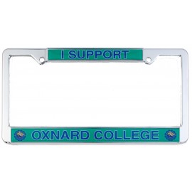 Promotional Chrome Plated Metal Signature Dome License Plate Frame w/Metal White Reflective Material