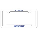 Custom Printed White Auto License Frame w/ 2 Holes & Large Bottom Jutted Panel