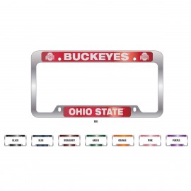 Brushed Zinc and Colored License Plate Frame (Wide Top Engraving) with Logo