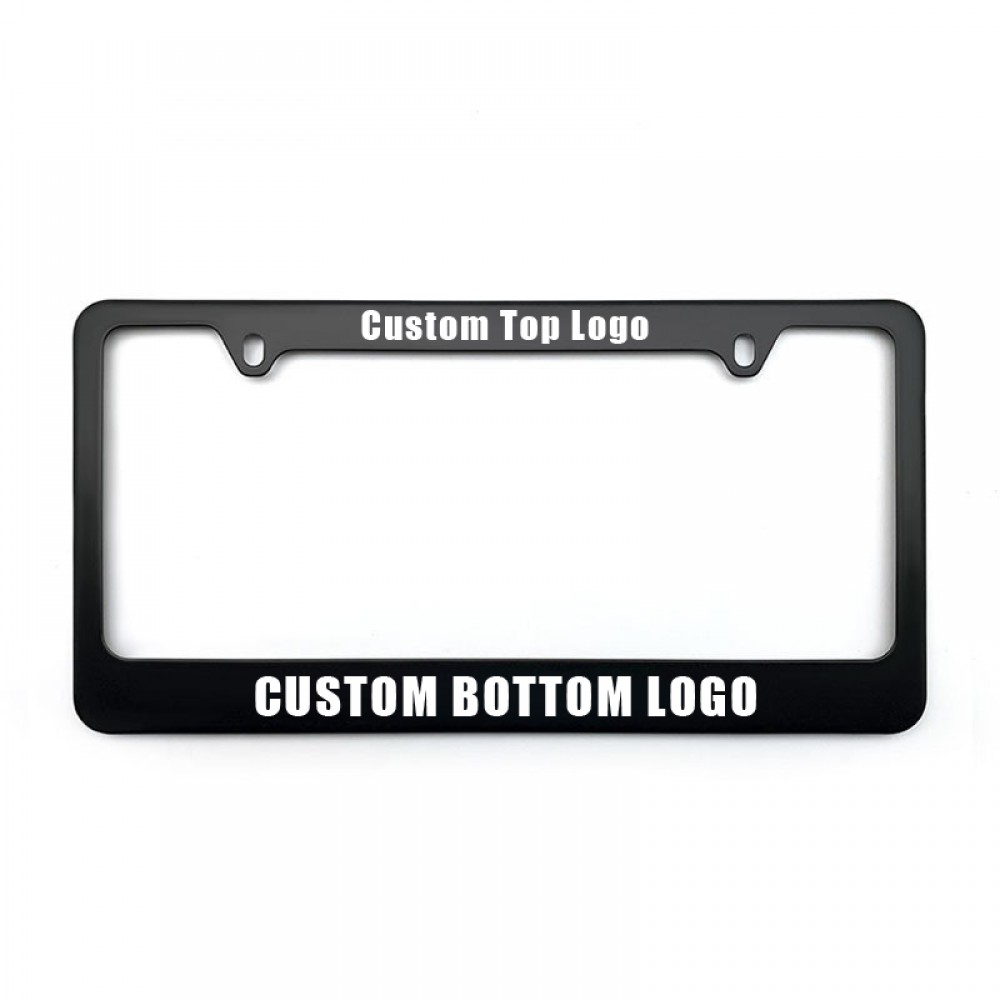2 Hole Black Metal License Plate Frame with Logo