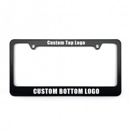 2 Hole Black Metal License Plate Frame with Logo