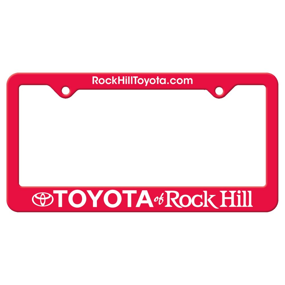 Red Auto License Frame w/ 2 Holes & Large Bottom Straight Panel Logo Imprinted Red Auto License Frame w/ 2 Holes & Large Bottom Straight Panel Logo Imprinted