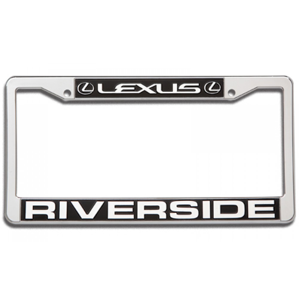 Logo Branded Chrome Plated License Frame w/Chrome Raised Letters Logo Branded Chrome Plated License Frame w/Chrome Raised Letters