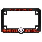 Motorcycle License Plate Frame - Black Plastic Custom Imprinted