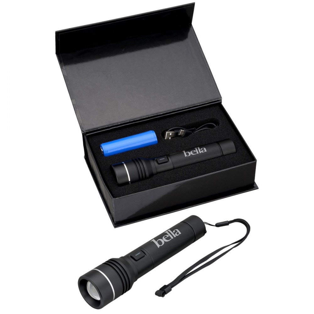 Rechargeable 15W White Laser LED Flashlight with Logo Rechargeable 15W White Laser LED Flashlight with Logo