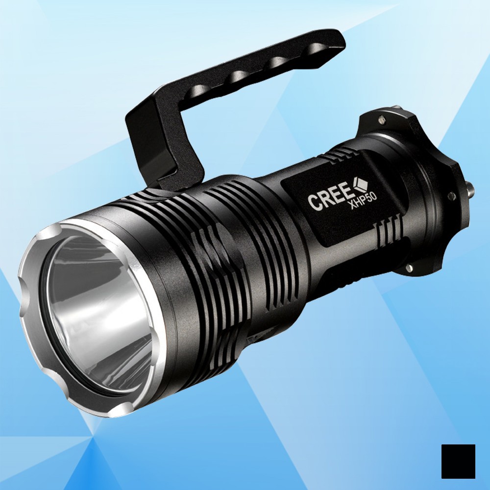 Logo Branded Rechargeable Flashlight w/ Handle