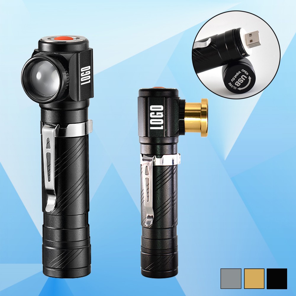 Rechargeable Flashlight w/ Clip with Logo