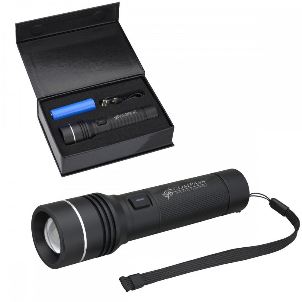 Rechargeable 20W White Laser LED Flashlight with Logo Rechargeable 20W White Laser LED Flashlight with Logo