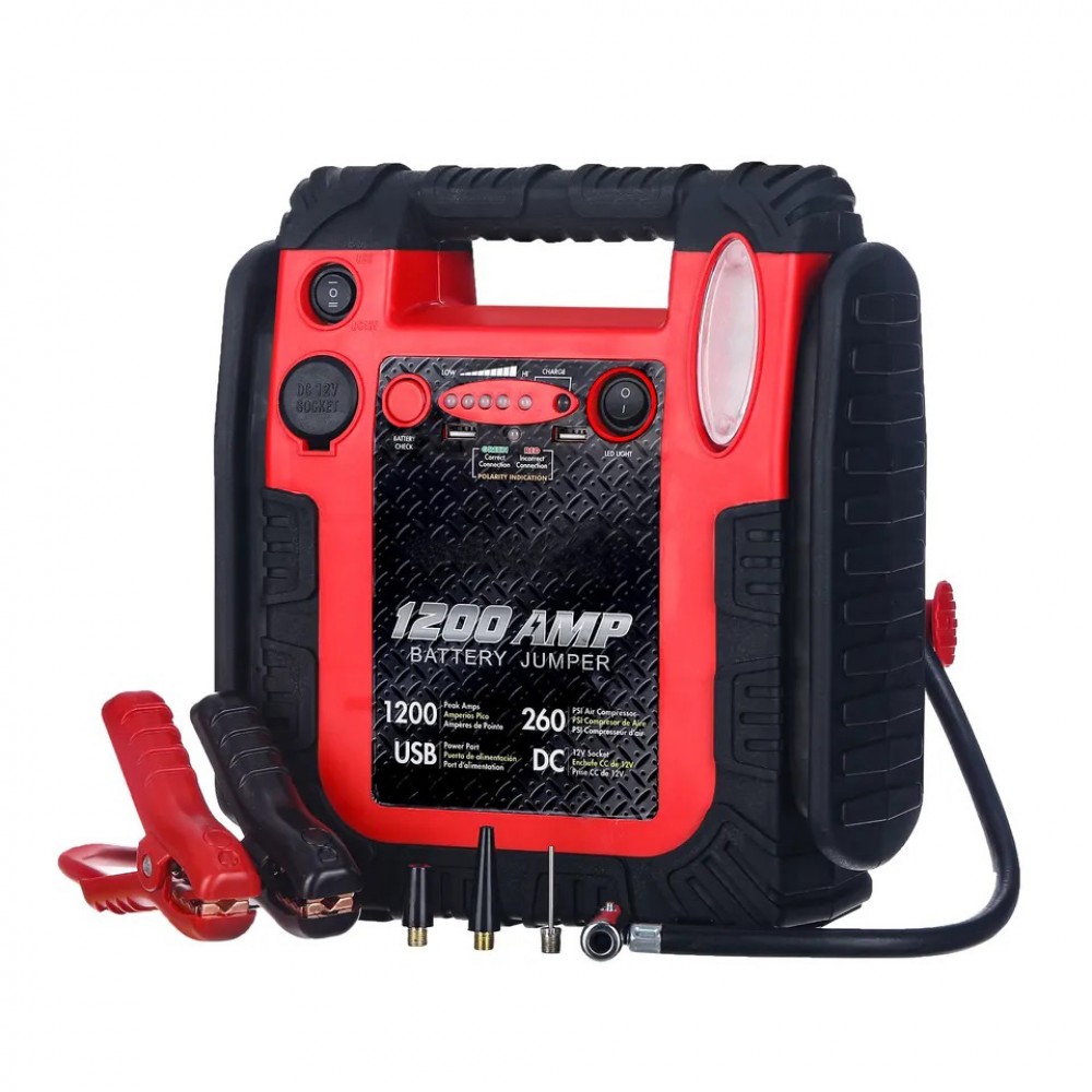 Portable Emergency battery booster 22000mAh Jump Starter with 260PSI Air Compressor with Logo