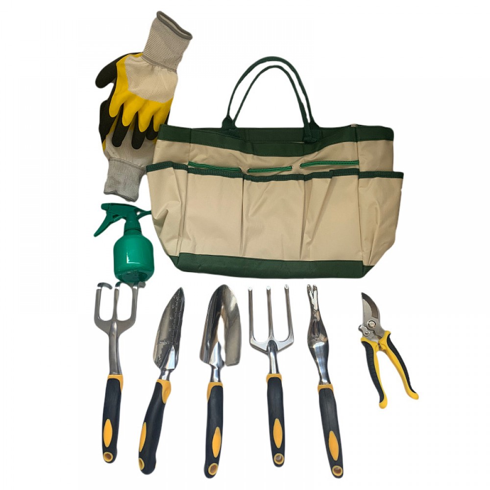 Custom Imprinted 9pcs Garden Tools Set Kit With Storage Tote Bag Custom Imprinted 9pcs Garden Tools Set Kit With Storage Tote Bag
