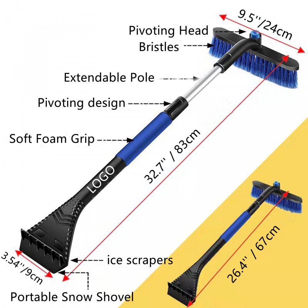 Extendable 32Â¡ Ice Scraper and Snow Brush with Logo