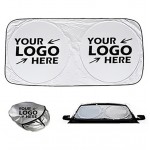 Foldable Dual Panel Car Windshield Sun Shade in Pouch with Logo