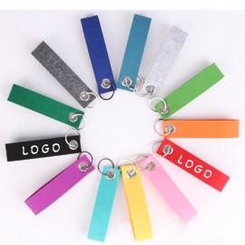 Felt Wrist Keychain With Metal Split Ring with Logo