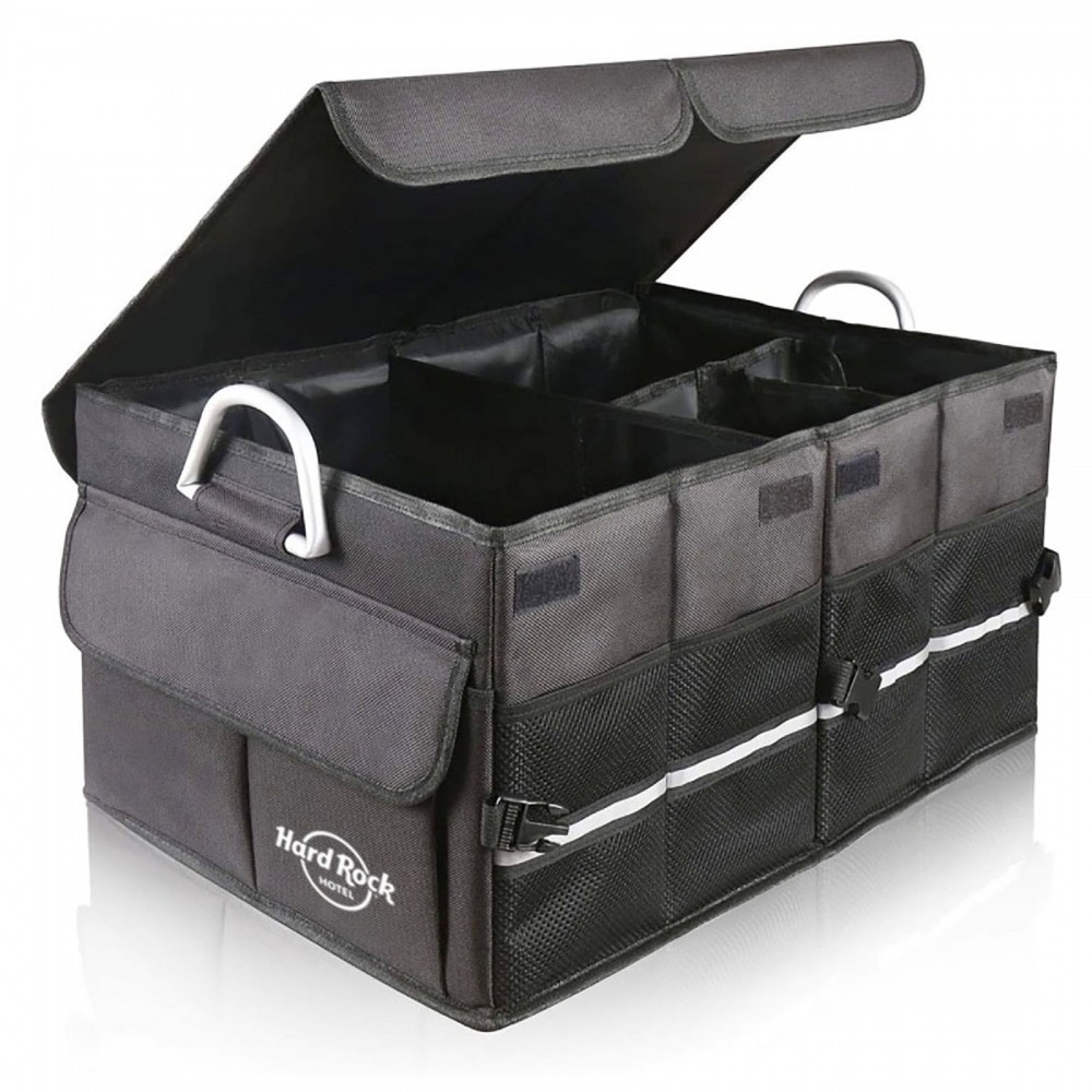 Logo Imprinted Heavy Duty Trunk Organizer with Multi Compartments Logo Imprinted Heavy Duty Trunk Organizer with Multi Compartments