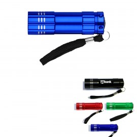 Aluminum 9 LED Flashlight with Batteries & Carry Strap with Logo
