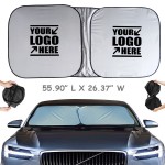 Promotional 142x67 cm Dual Square Ring Foldable Car Windshield Sun Shade