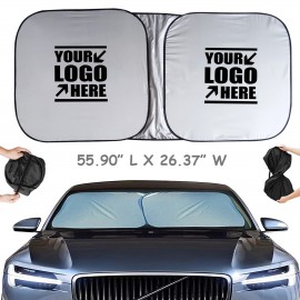 Promotional 142x67 cm Dual Square Ring Foldable Car Windshield Sun Shade  Promotional 142x67 cm Dual Square Ring Foldable Car Windshield Sun Shade