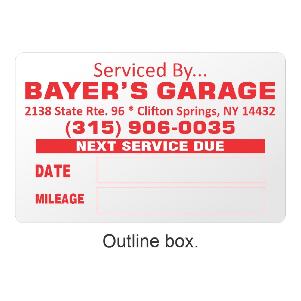 Oil Change Sticker - Outline Box with Logo