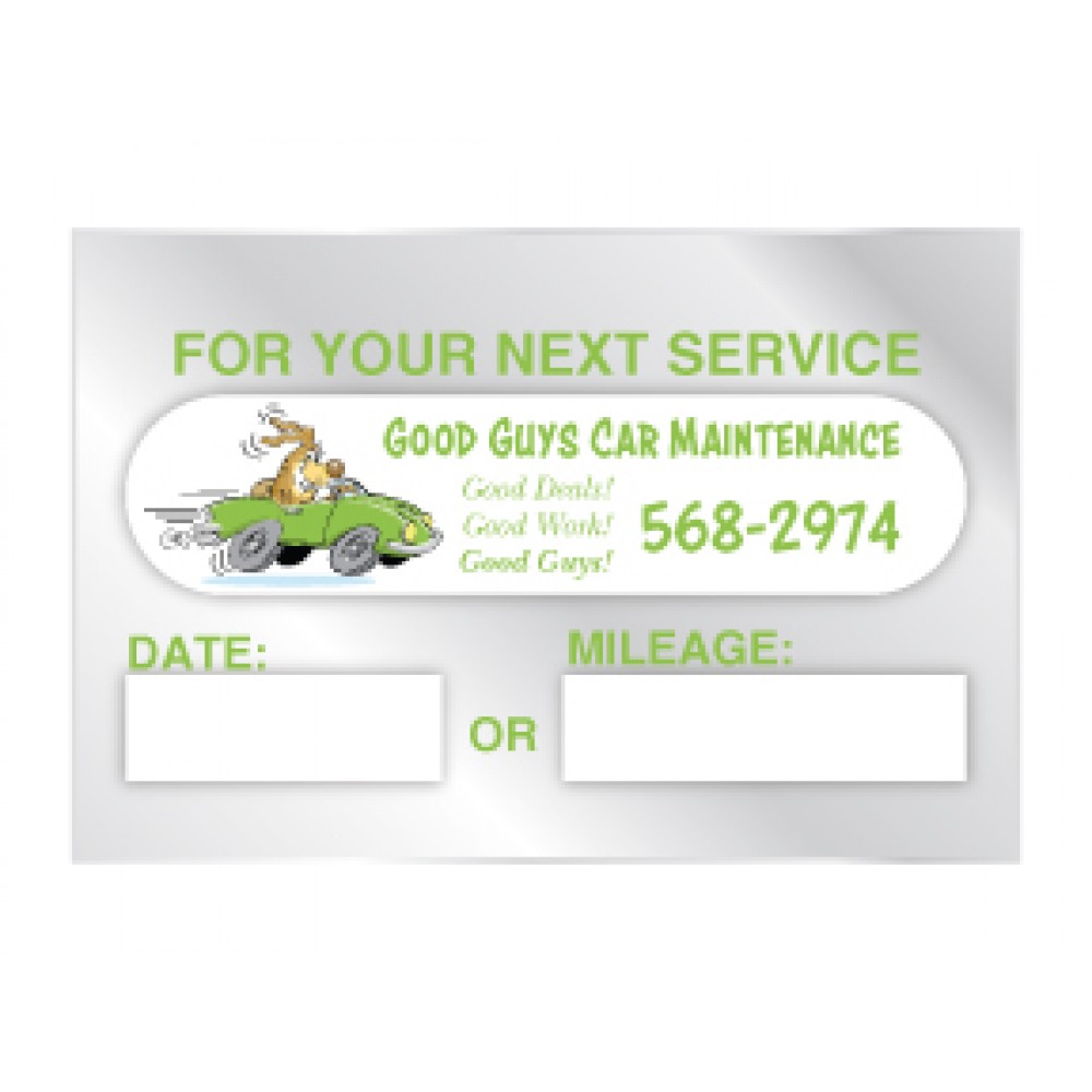 Full Color Static Cling Vehicle Service Reminder (2 1/4"x1 1/2") with Logo