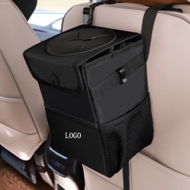 12L Waterproof Collapsible Hanging Vehicle Garbage Bin Car Trash Can with Lid with Logo